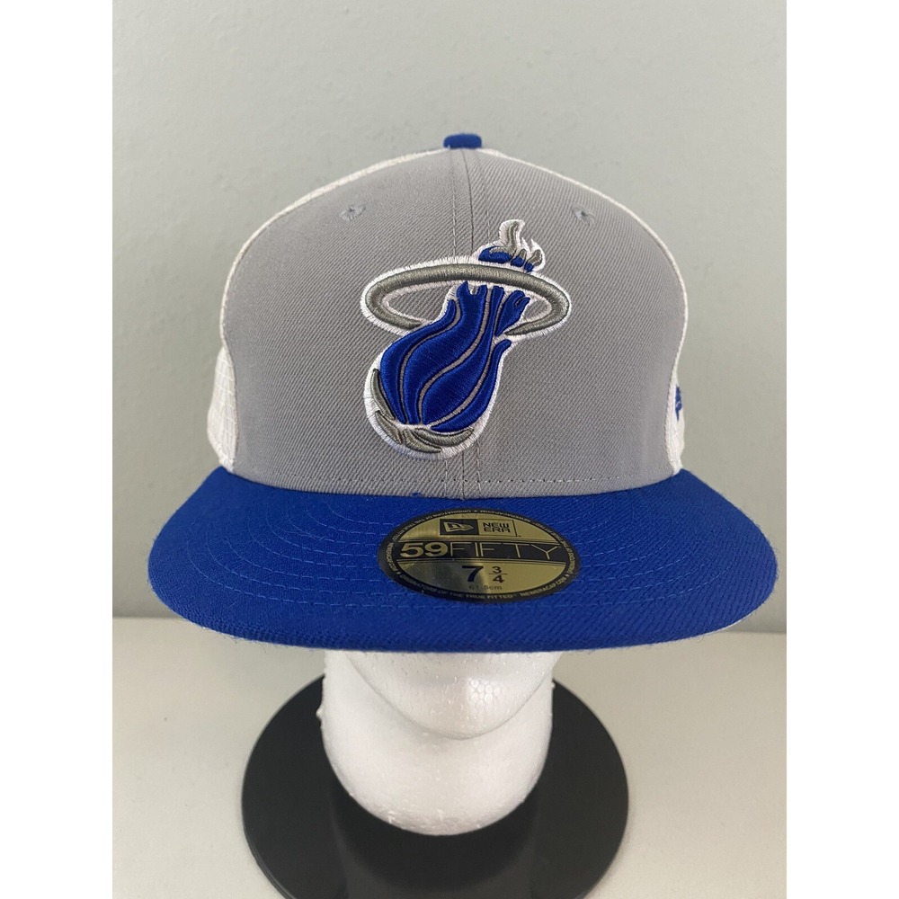 Miami Heat New Era 59Fifty Hardwood Classic 7 3/4 Hat Blue Grey NBA Fitted Cap